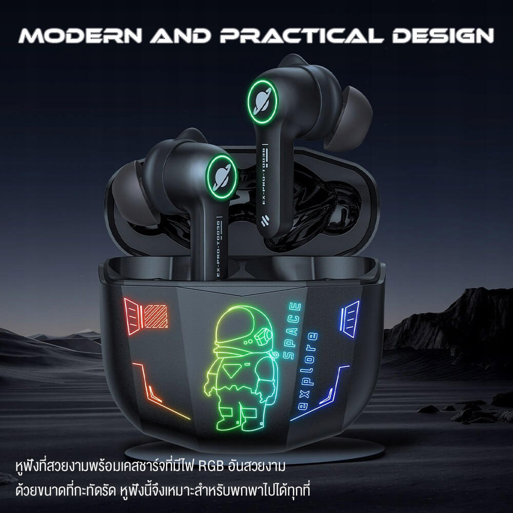 หูฟังเกมมิ่งไร้สาย Onikuma T36 มาพร้อมแสงไฟ RGB - อวกาศ